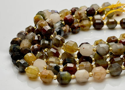 7x8mm Half Strand Faceted Energy Prism Cut Pietersite Gemstone Genuine Double Terminated Points Brown Gray Pitersite Beads 19 Pieces #3792