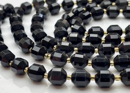 9x10mm Half Strand Faceted Energy Prism Cut Obsidian Gemstone Genuine Double Terminated Points Black Color Obsidian Beads 17 Pieces #3793