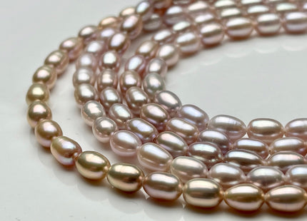 5x7-8mm AAA High Luster Natural Mauve or Golden Pink Rice Freshwater Pearl Beads Large Hole Size 1.0mm Genuine Rice Freshwater Pearls #P1716