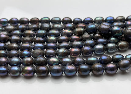 7-8x9-10 mm B Grade Peacock Color Freshwater Pearls Long Rice/Oval Shape Pearl Beads Genuine Freshwater Pearls #P1719