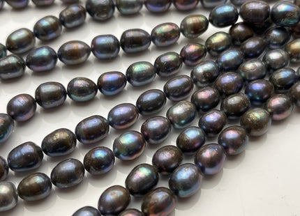7-8x9-10 mm B Grade Peacock Color Freshwater Pearls Long Rice/Oval Shape Pearl Beads Genuine Freshwater Pearls #P1719