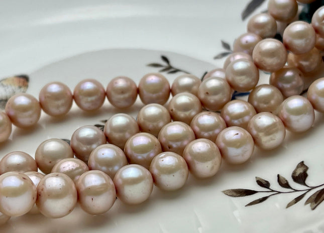 9 mm Pale Pink Color Semi-Round Freshwater Pearls, Genuine HighLuster Semi Round Freshwater Pearls #1278