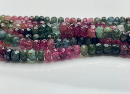 2x4 mm Or 3x5 mm Faceted Rondelle Natural Tourmaline Bead Natural Pink Green Black Watermelon Gemmy Tourmaline Gemstone 13 Inch Strand #2200