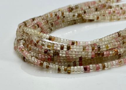 2x4mm Natural Multi Watermelon Color Quartz Heishi Rondelle Shape Genuine Quartz Discs Gemstone Loose Beads 15.5 Inches Strand #3107