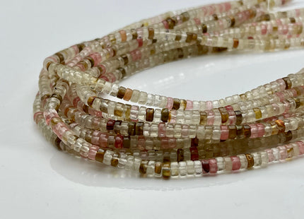 2x4mm Natural Multi Watermelon Color Quartz Heishi Rondelle Shape Genuine Quartz Discs Gemstone Loose Beads 15.5 Inches Strand #3107