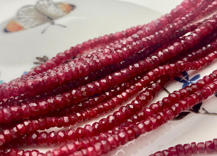 3mm 4mm 5mm AAA Faceted Rondelle Natural Red Ruby Gemstone Beads Genuine Top Quality High Polished Faceted Ruby Gemstone Loose Beads #3774