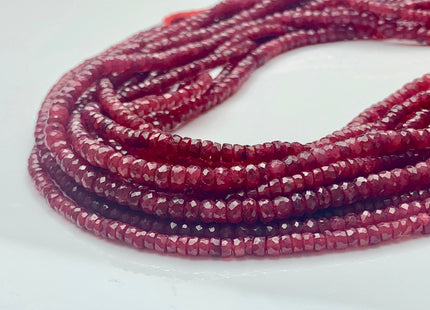 3mm 4mm 5mm AAA Faceted Rondelle Natural Red Ruby Gemstone Beads Genuine Top Quality High Polished Faceted Ruby Gemstone Loose Beads #3774