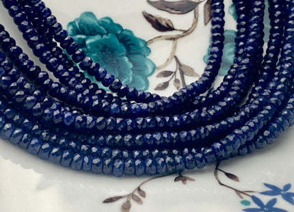 3mm 4mm 5mm AAA Faceted Rondelle Natural Blue Sapphire Gemstone Beads Genuine Top Quality High Polished Faceted Sapphire Loose Beads #3775