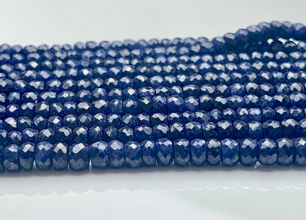 3mm 4mm 5mm AAA Faceted Rondelle Natural Blue Sapphire Gemstone Beads Genuine Top Quality High Polished Faceted Sapphire Loose Beads #3775