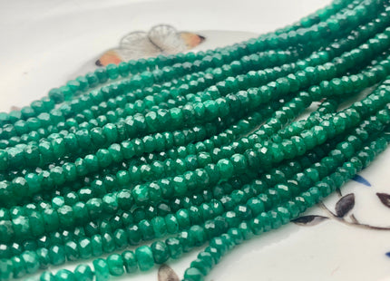 3mm 4mm 5mm AAA Faceted Rondelle Natural Green Emerald Gemstone Beads Genuine Top Quality High Polished Faceted Emerald Loose Beads #3776