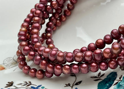 7mm Large Hole Orange-Red Color Potato Freshwater Pearl Beads Hole size 1.8mm 2.2mm Burgundy Large Hole Pearls #932