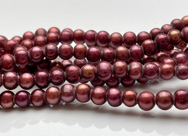 7mm Large Hole Orange-Red Color Potato Freshwater Pearl Beads Hole size 1.8mm 2.2mm Burgundy Large Hole Pearls #932