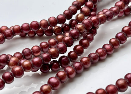 7mm Large Hole Orange-Red Color Potato Freshwater Pearl Beads Hole size 1.8mm 2.2mm Burgundy Large Hole Pearls #932