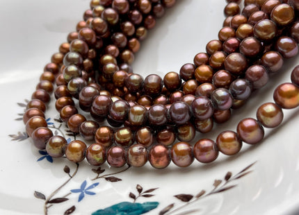 9-9.5 mm AA Large Hole Brown Color Potato Freshwater Pearl Beads 2 mm Hole, Genuine Cultured Large Hole Pearl Bead #324