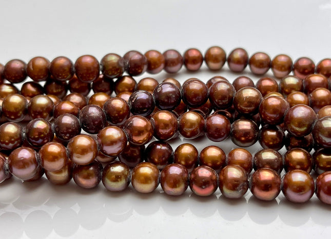9-9.5 mm AA Large Hole Brown Color Potato Freshwater Pearl Beads 2 mm Hole, Genuine Cultured Large Hole Pearl Bead #324