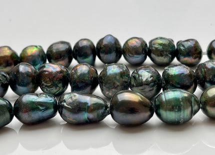 12-14 mm Large Hole Dark Green Baroque Pearl 2 mm Hole Rare Irregular Shape Edison Pearl Genuine Cultured Freshwater Pearls #260