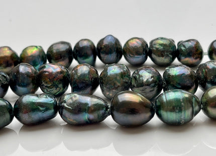 12-14 mm Large Hole Dark Green Baroque Pearl 2 mm Hole Rare Irregular Shape Edison Pearl Genuine Cultured Freshwater Pearls #260