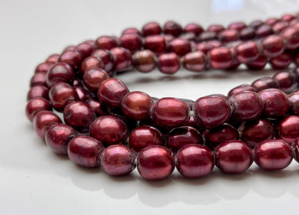 10-11x12 mm Rice / Oval Dark Red OR Cranberry Large Hole Freshwater Pearl Hole Size 2 mm, Large Hole Red Pearl Beads #134