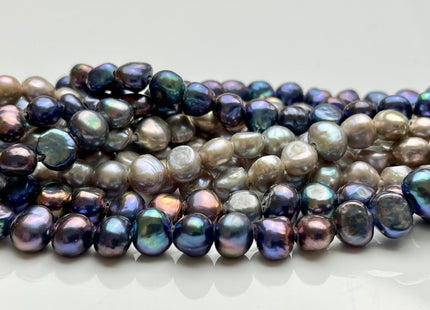 8mm Large Hole Freshwater Pearl Nuggets Hole Size 1.8 mm Peacock Or Gray Colors Genuine Large Hole Freshwater Pearls #1079