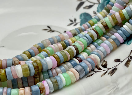 5mm 6mm 7mm 8mm Natural Multi Color Quality Opal Gemstone Beads Genuine Light Pink Yellow Green Blue White Opal Heishi Beads 8 Inches #3706