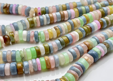 5mm 6mm 7mm 8mm Natural Multi Color Quality Opal Gemstone Beads Genuine Light Pink Yellow Green Blue White Opal Heishi Beads 8 Inches #3706