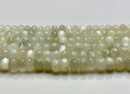 8-9 mm AAA Natural Color White Moonstone Beads Gemstone Faceted Rondelle Shape 14 inches #2129