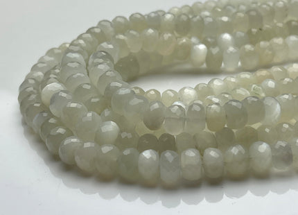 8-9 mm AAA Natural Color White Moonstone Beads Gemstone Faceted Rondelle Shape 14 inches #2129
