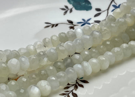 8-9 mm AAA Natural Color White Moonstone Beads Gemstone Faceted Rondelle Shape 14 inches #2129