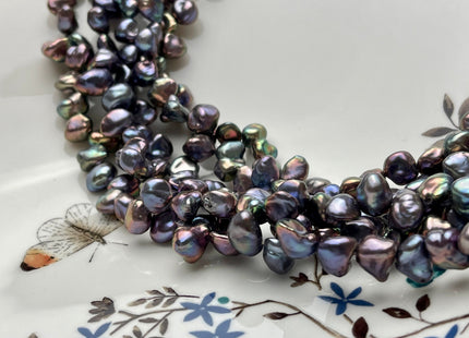 7-8x9 mm AAAA Rainbow Peacock Cornflakes Keishi Pearl Beads Genuine Very Rare Top Drilled Super High Luster Cultured Keshi Pearls #P1729