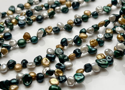 6x7 mm AAA Mixed Gray Sacramento Green Champagne Color Keshi Freshwater Pearl Beads Top Drilled Rare Genuine High Luster Keshi Pearls #P1732