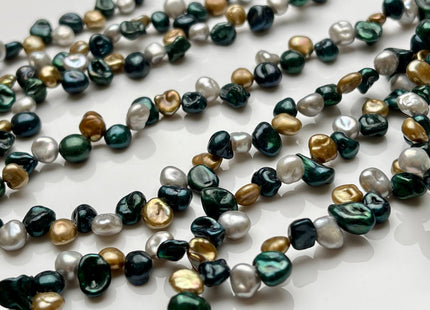 6x7 mm AAA Mixed Gray Sacramento Green Champagne Color Keshi Freshwater Pearl Beads Top Drilled Rare Genuine High Luster Keshi Pearls #P1732