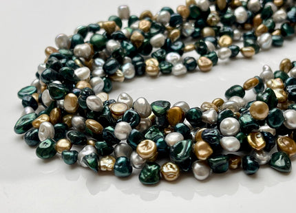 6x7 mm AAA Mixed Gray Sacramento Green Champagne Color Keshi Freshwater Pearl Beads Top Drilled Rare Genuine High Luster Keshi Pearls #P1732