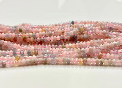 2.5-3x3-4 mm AAA Natural Color Faceted Rondelle Pink Morganite Gemstone Beads Quality Micro Faceted Morganite Gemstone Loose Beads #2436