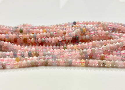 2.5-3x3-4 mm AAA Natural Color Faceted Rondelle Pink Morganite Gemstone Beads Quality Micro Faceted Morganite Gemstone Loose Beads #2436