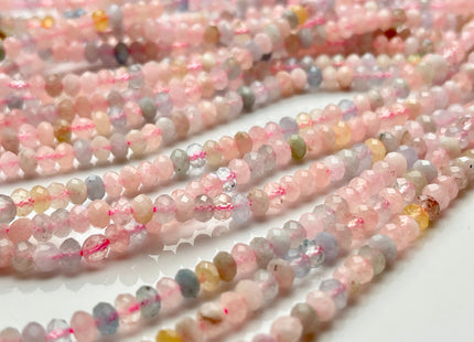 2.5-3x3-4 mm AAA Natural Color Faceted Rondelle Pink Morganite Gemstone Beads Quality Micro Faceted Morganite Gemstone Loose Beads #2436