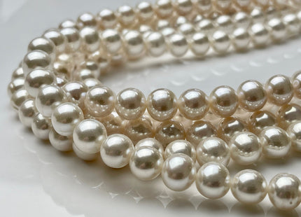 9.5-10mm AAA Extra Shiny Natural White Off Round Freshwater Pearl Beads Genuine Natural Pearl Beads, High Luster White Bridal Pearls #1576