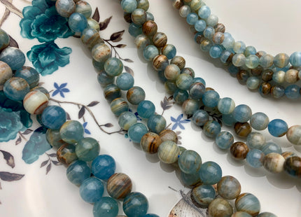 6mm 8mm 10mm 12mm Smooth Round Natural Argentina Lemurian Aquatine Calcite Gemstone Beads Genuine Blue Orange Brown Beads 15.5 Inches #3781