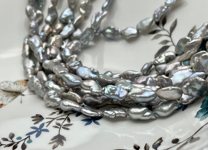 7-8x12mm AAA Gray Color Keshi Rice Nugget Freshwater Pearl Beads High Luster Very Rare Genuine Freshwater Gray Keshi Nugget Pearls #P1735