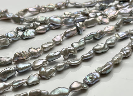7-8x12mm AAA Gray Color Keshi Rice Nugget Freshwater Pearl Beads High Luster Very Rare Genuine Freshwater Gray Keshi Nugget Pearls #P1735