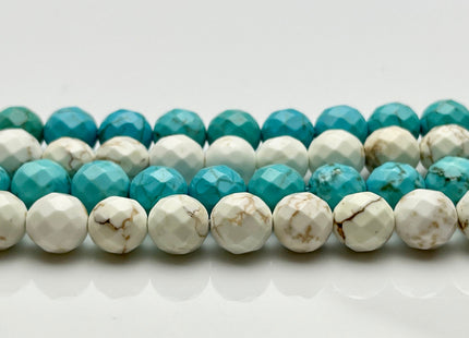 4mm 6mm 8mm 10mm 12mm Faceted Howlite White OR Blue Turquoise Gemstone Beads Faceted Turquoise Round Beads Howlite Gemstone Beads #497