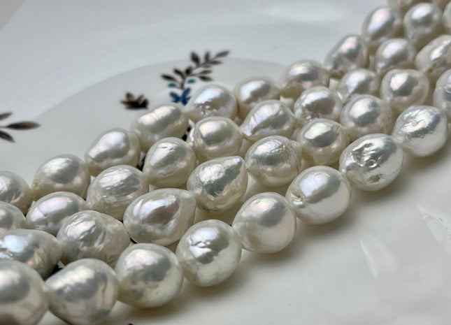12-13x16 mm Natural White AAAA Baroque Freshwater Pearl, Cultured Baroque Pearls, Natural Edison Flaming ball Freshwater Pearl Beads #1027