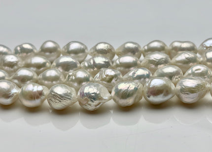 12-13x16 mm Natural White AAAA Baroque Freshwater Pearl, Cultured Baroque Pearls, Natural Edison Flaming ball Freshwater Pearl Beads #1027