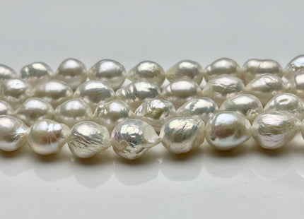 12-13x16 mm Natural White AAAA Baroque Freshwater Pearl, Cultured Baroque Pearls, Natural Edison Flaming ball Freshwater Pearl Beads #1027