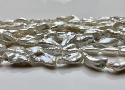 9-10x18 mm AAA Natural White Biwa Stick Freshwater Pearls Genuine Natural White Pearl, Irregular Natural Freshwater Pearl Beads #1113