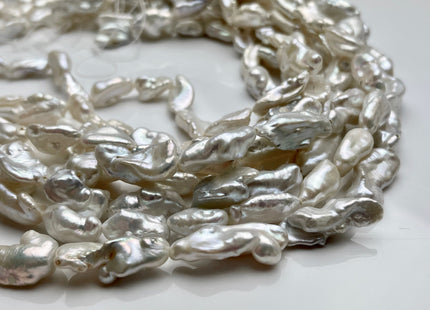9-10x18 mm AAA Natural White Biwa Stick Freshwater Pearls Genuine Natural White Pearl, Irregular Natural Freshwater Pearl Beads #1113
