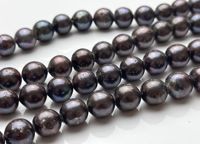 11-12mm Edison Baroque Graduated Freshwater Pearls Off-Round Shape Dark Peacock Color #723