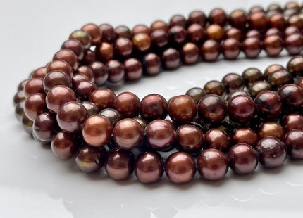 9mm AAA Round Chocolate Brown Beads Genuine Freshwater Pearl Beads #840