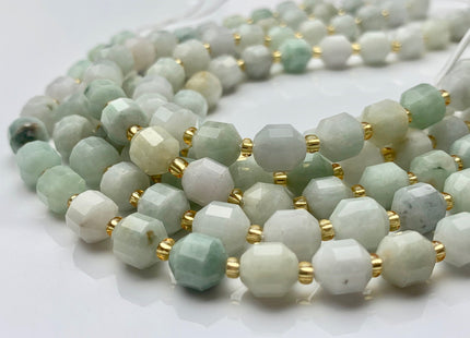 7x8mm Half Strand Faceted Energy Prism Cut Burmese Jade Gemstone Genuine Double Terminated Points Green Color Jade Beads 20 Pieces #3782
