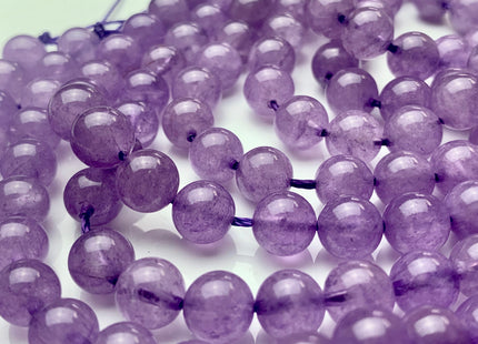 8mm Half Strand Smooth Round Natural Purple Jade Gemstone Beads Genuine Natural Purple Jade Beads 8 Inch Strands 22 Pieces #3783