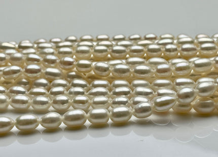 6x8-10 mm AA Natural White Rice Freshwater Pearl Beads Genuine Freshwater Rice / Oval Pearls High Luster Freshwater Pearl Beads #P1695
